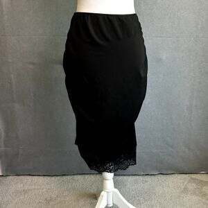 Grace Karin Black Ruched Lace Hem Cocktail Party Evening Holiday Skirt 2XL